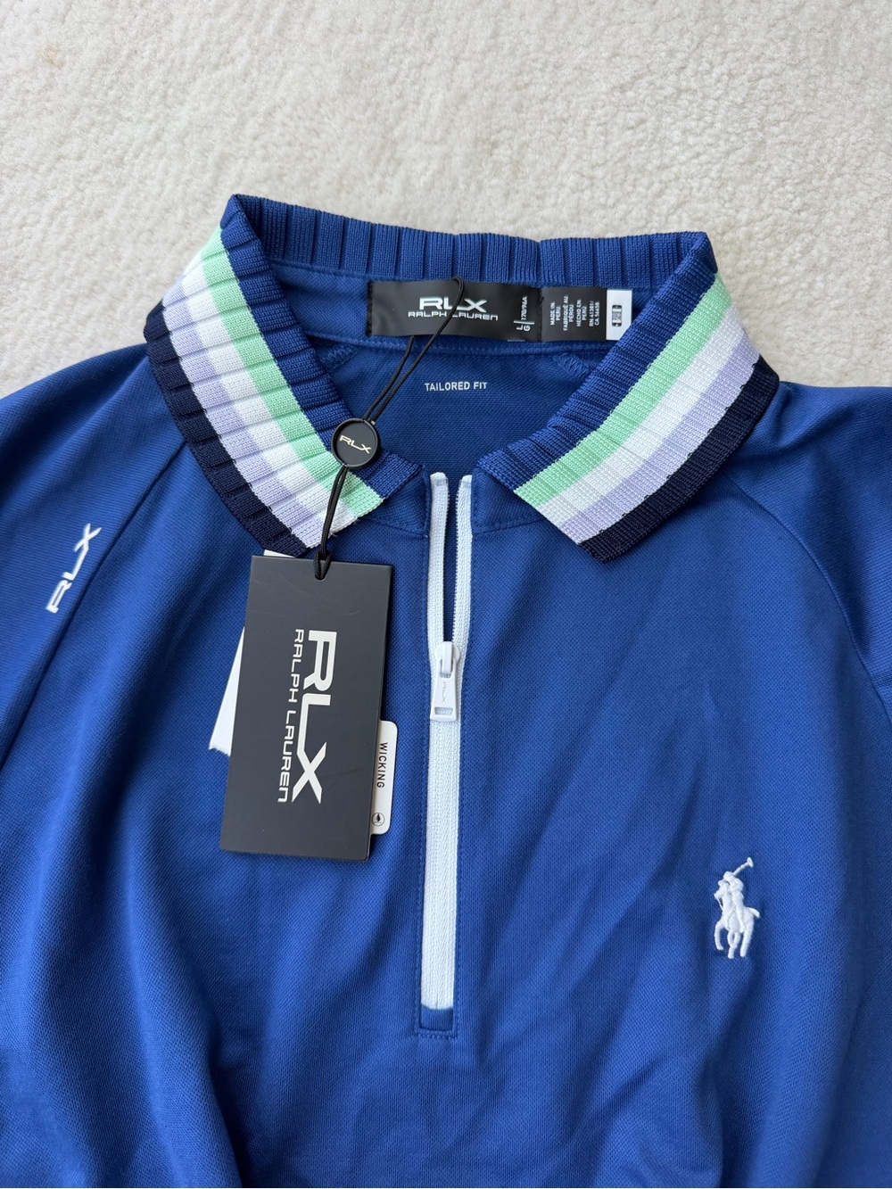 BNWT Polo by Ralph Lauren RLX Blue Short-Sleeve Golf Polo - Picture 3 of 4
